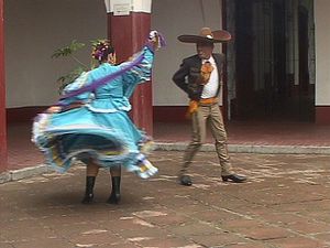 See dancers performing the “Son de la negra” dance in Jalisco, Mexico