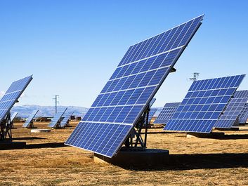 Solar panels in field, La Calahorra, Granada, Spain (sun, energy, sunshine, collector, collection, electricity, cells, solar energy, renewable)